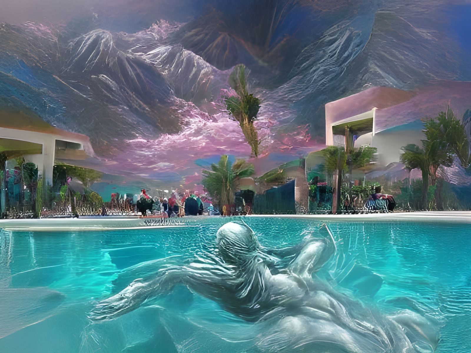 Cosmic Vaporwave Palm Springs in Photorealistic Style