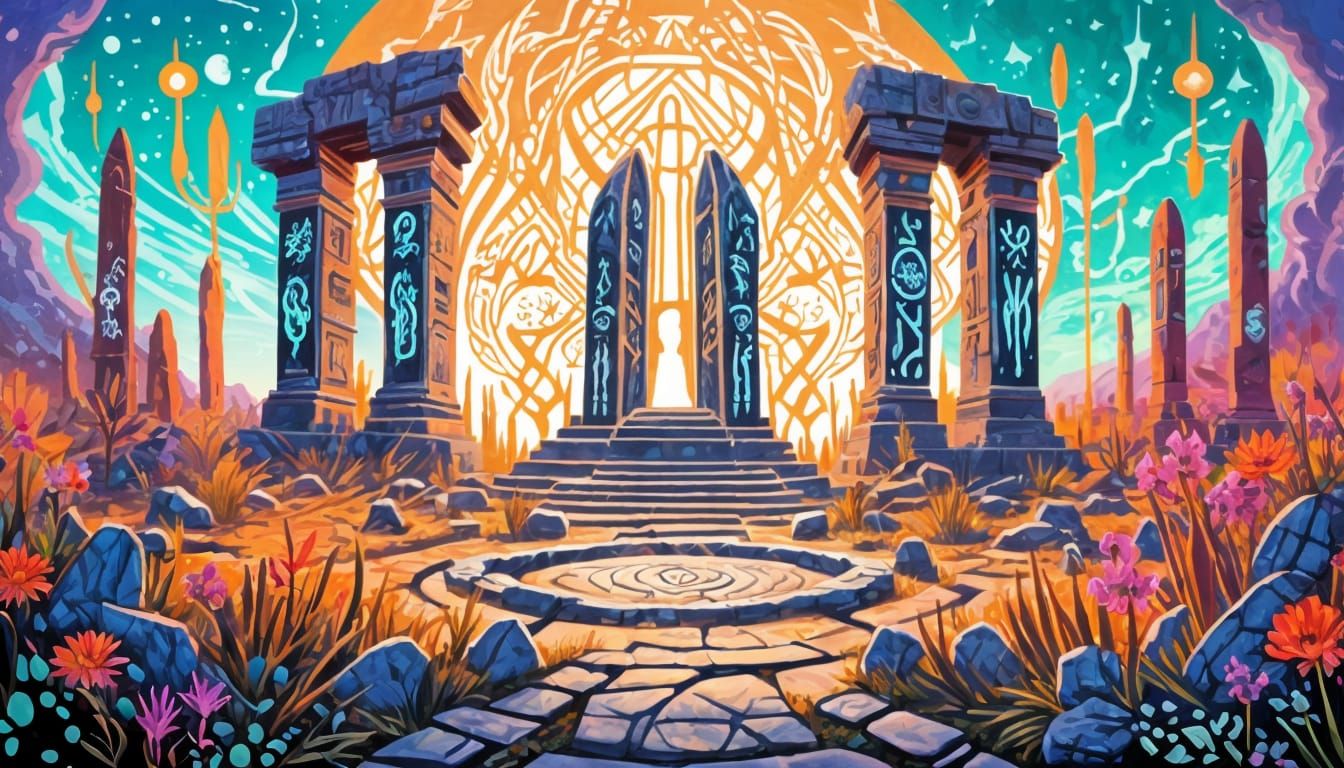 Magical Stone Path to Desert Portal, Cosmic Expressionism