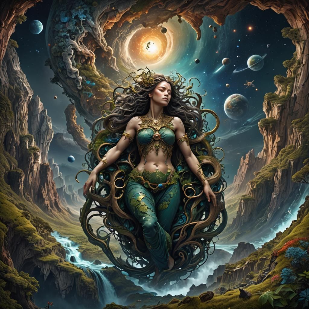 Gaia: Earth Titaness in Fetal Position, Detailed Matte Paint...