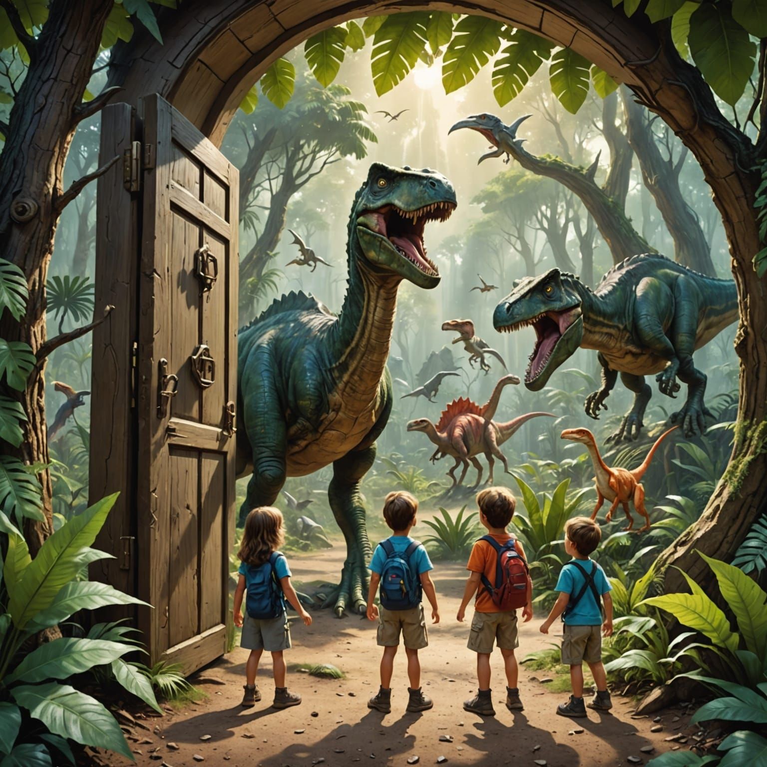 Jurassic Forest Discovery with Dinosaurs and Pterodactyls