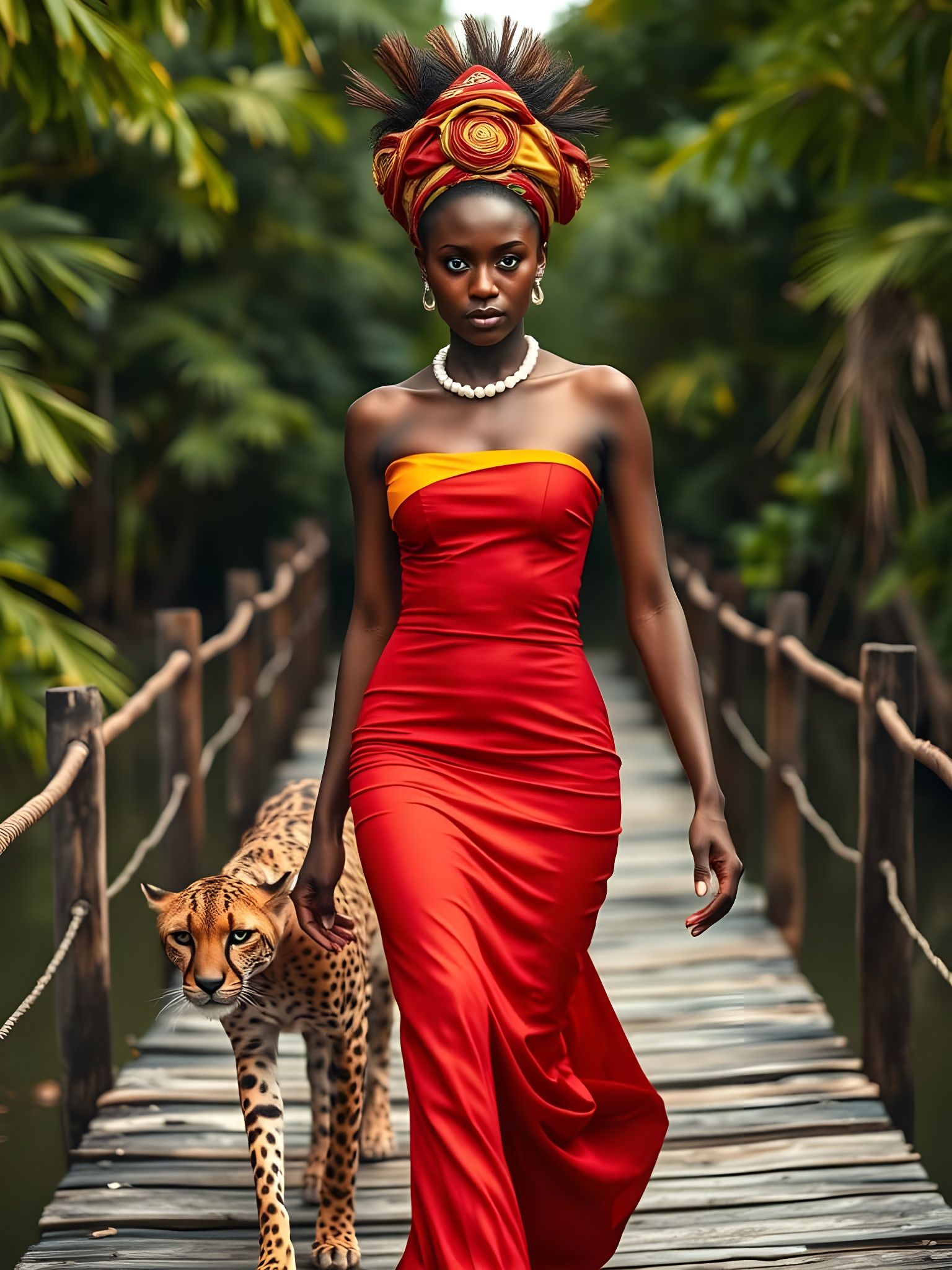 African Jungle Catwalk in Elegant Malian Style
