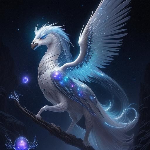 Constellation Creature with Iridescent Feathers in Ethereal ...