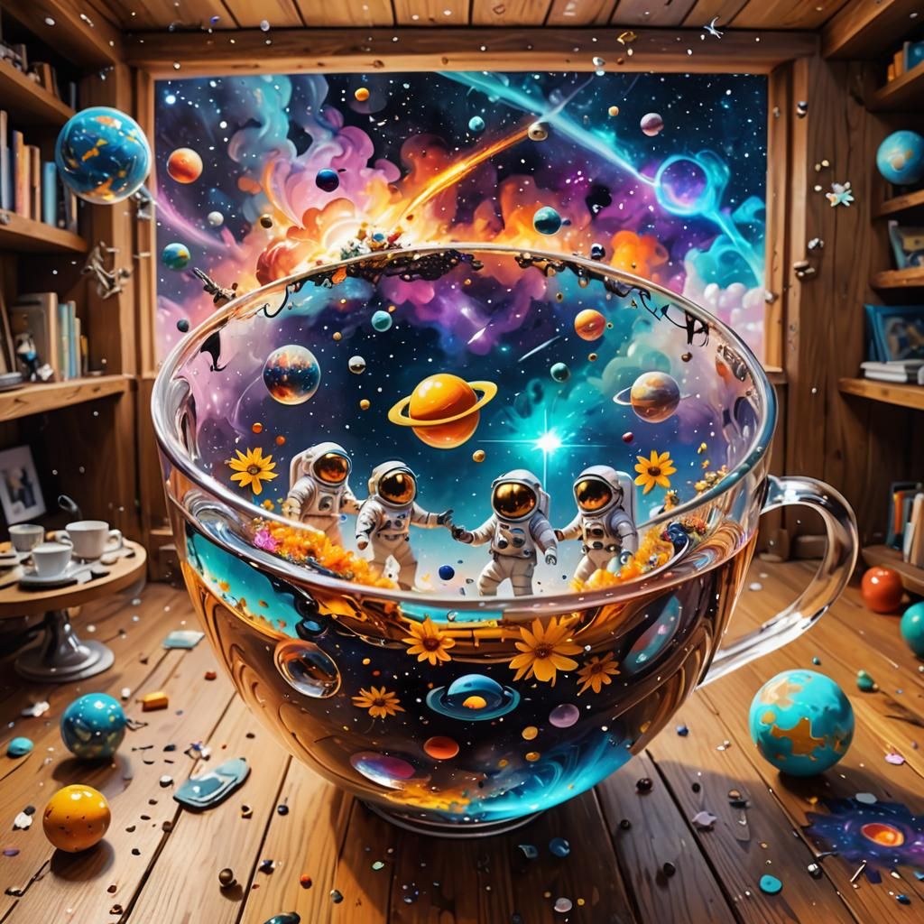 Abstract Space Scene in Tea Cup