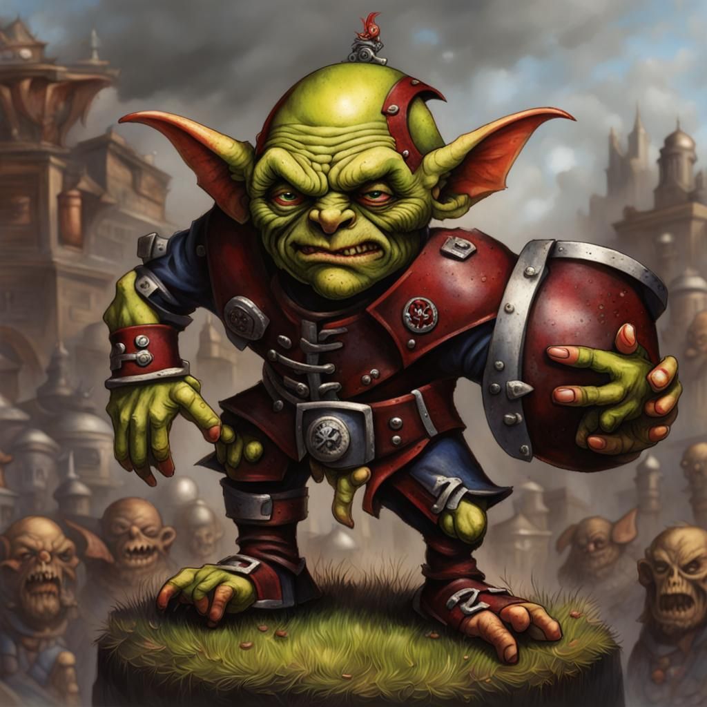 Blood Bowl Goblin Referee on the Field