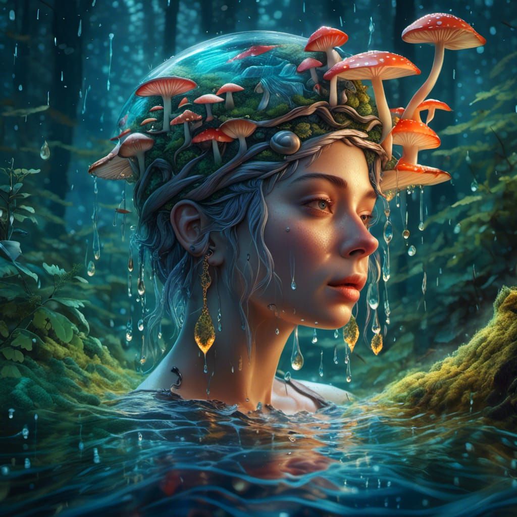 Scandinavian Elf in Forest with Aurora Borealis