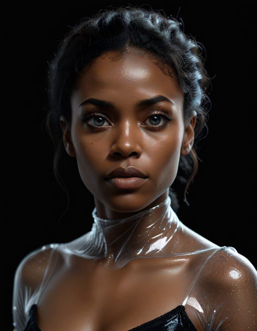 Contemplative Black Woman in Transparency