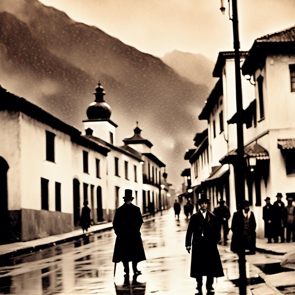 Steampunk Bogota: Rainy Night Beer in Retrofuturism Style
