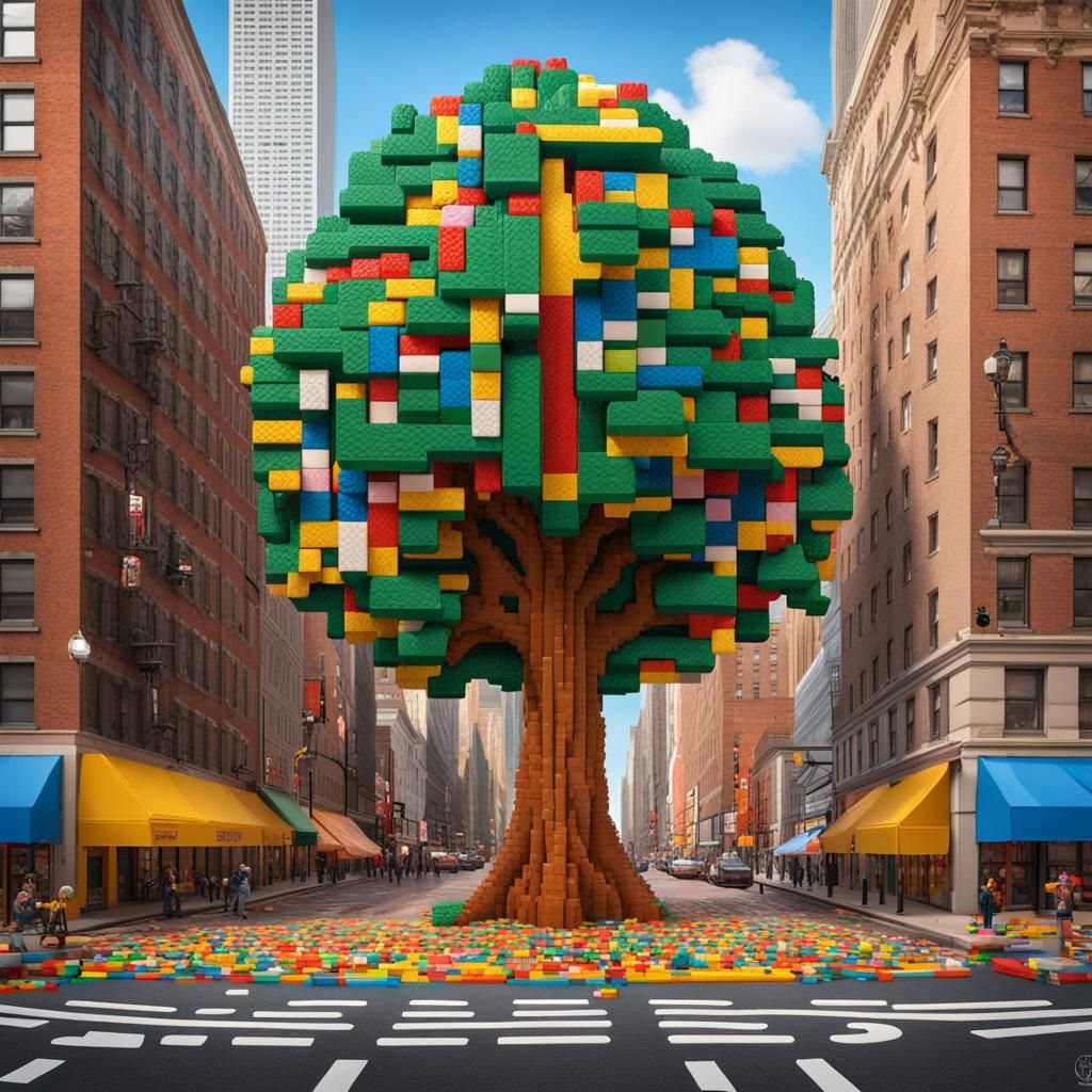 Lego Tree in New York: Candy Art Style