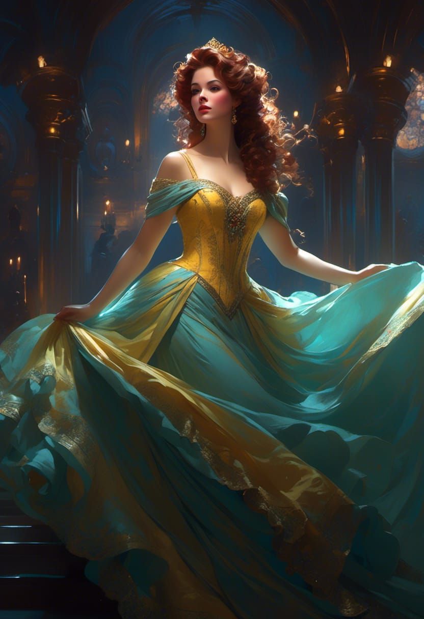 Princess Belle Portrait in Art Nouveau Style