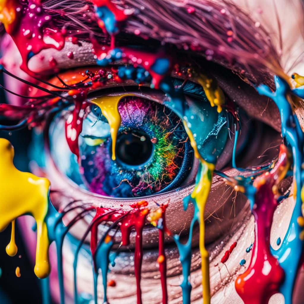 Intense Photographer Portrait with Dripping Ink