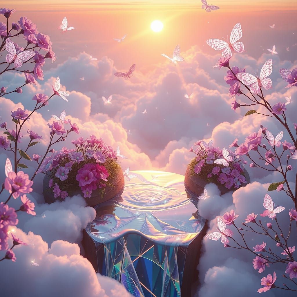 Enchanted Celestial Oasis in Dreamlike Hues