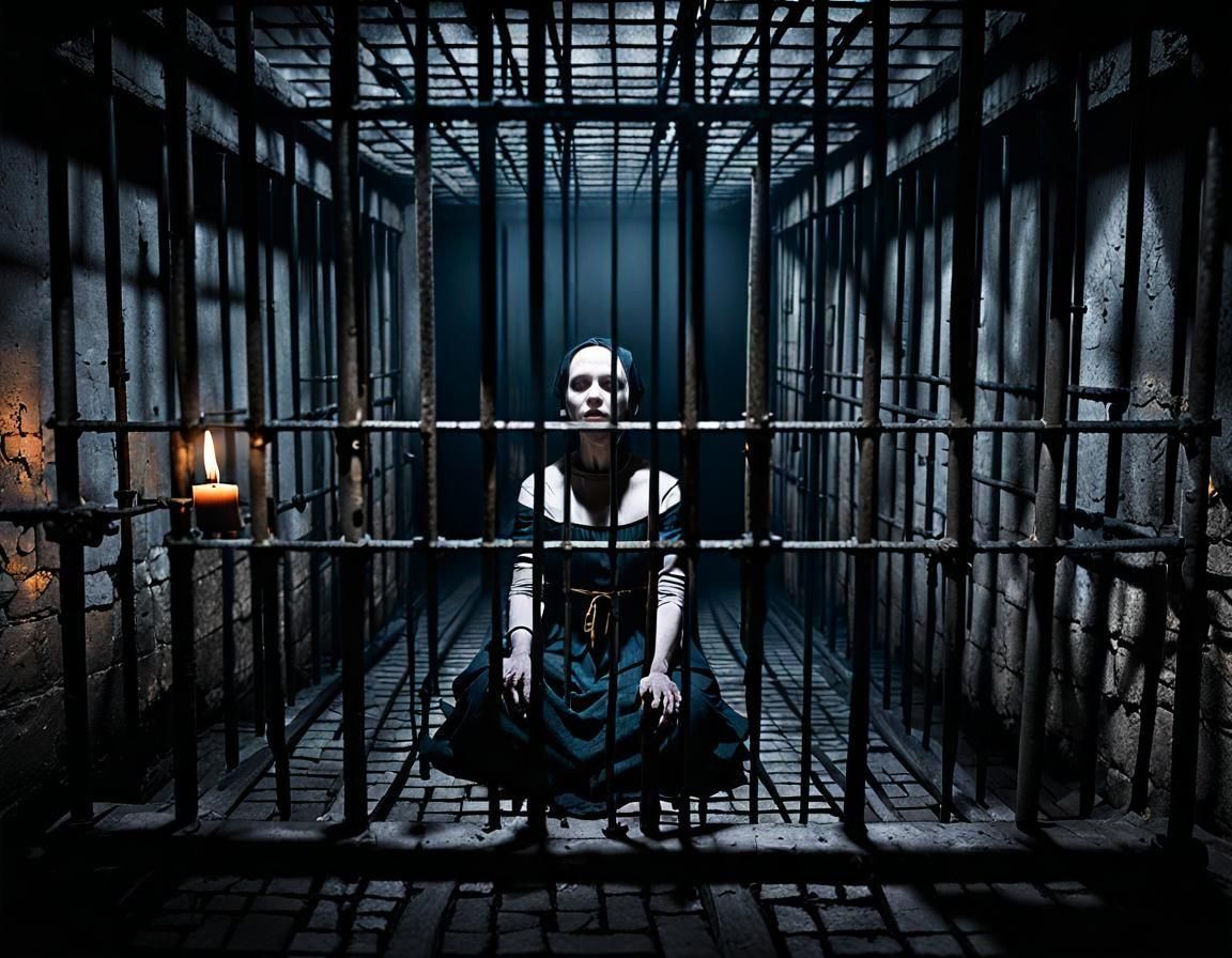 Imprisoned Priestess: A Mystical Scene of Resilience