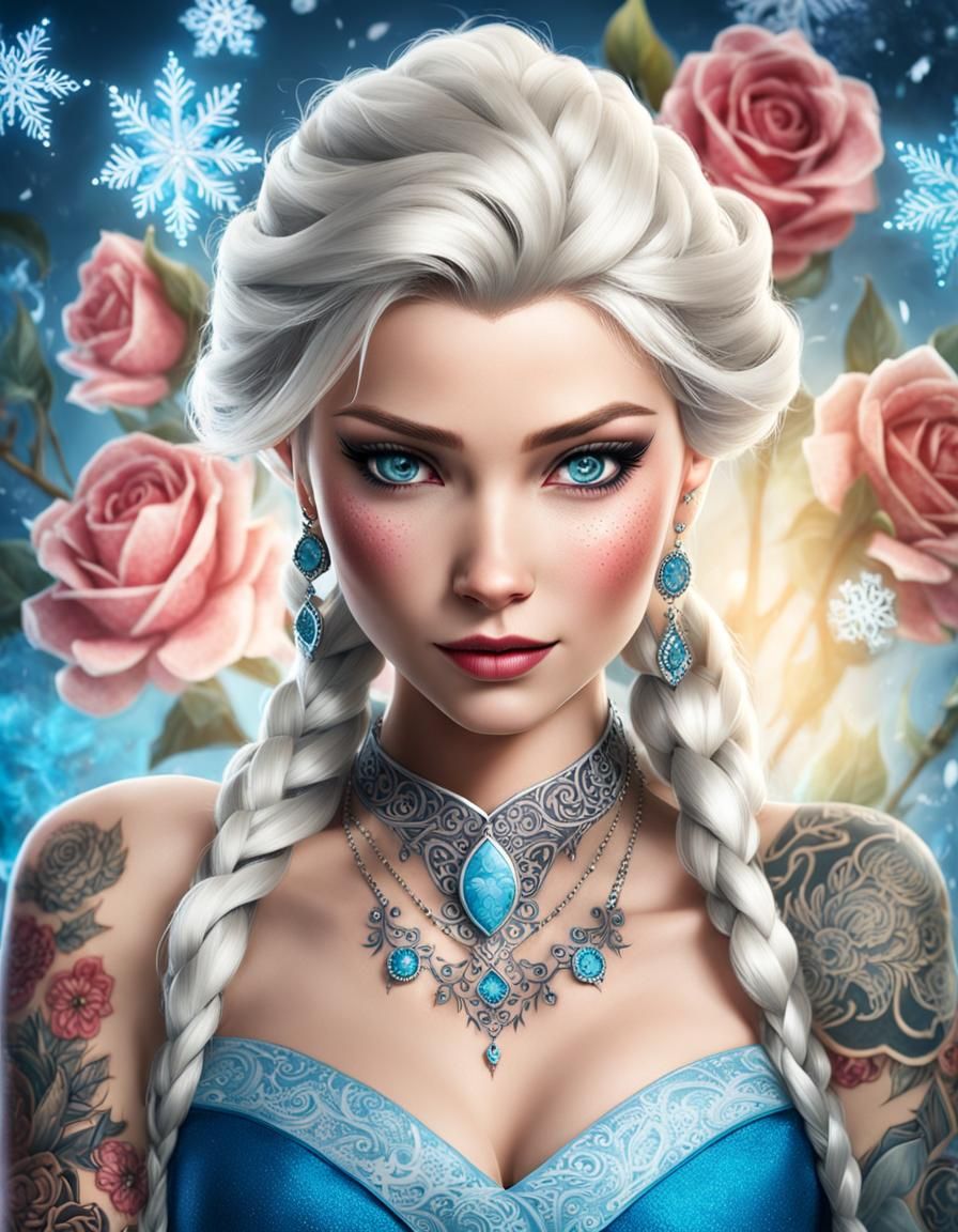 Elsa with Tattoos: A Photorealistic Metalcore Reimagining