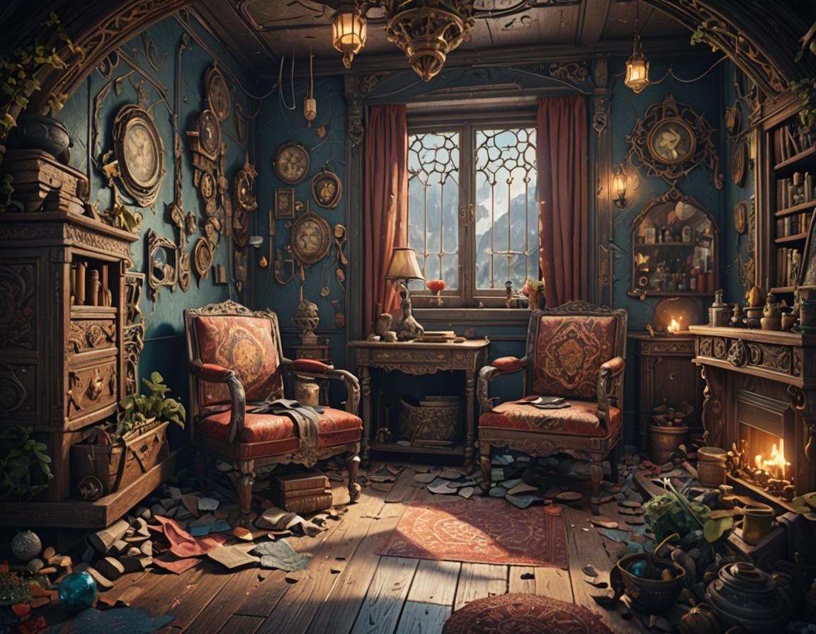 Fantastical Room Concept Art in Deep Color