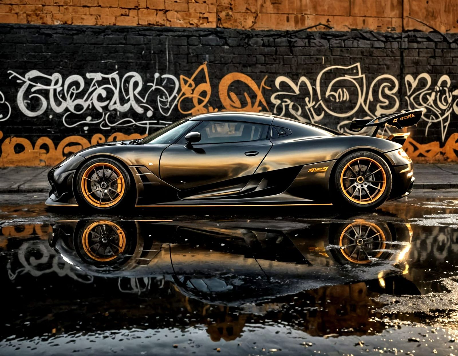 Koenigsegg Jesko Absolut on Wet Asphalt