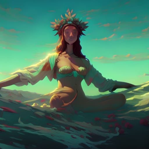 Hypermaximalist Portrait of Woman with Flower Crown