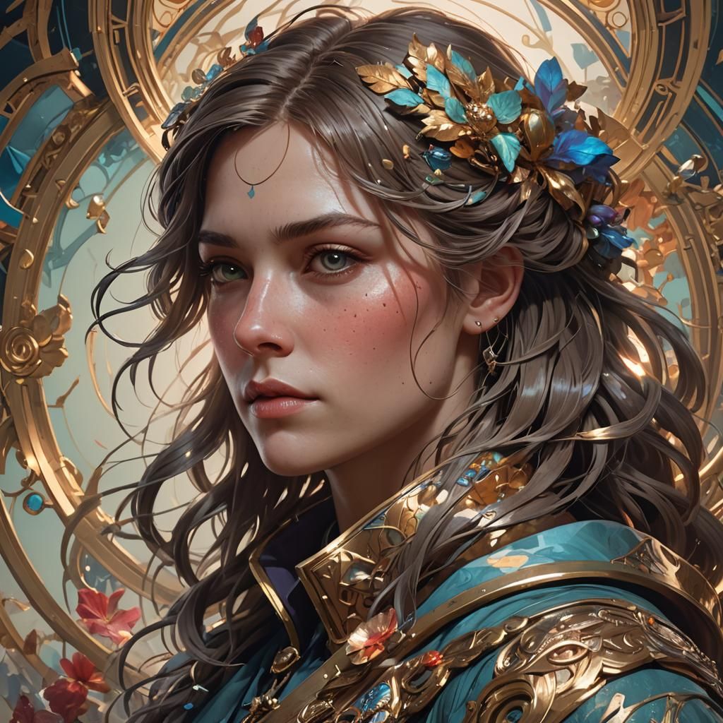 Hyperdetailed Portrait in Artgerm and Mucha Style