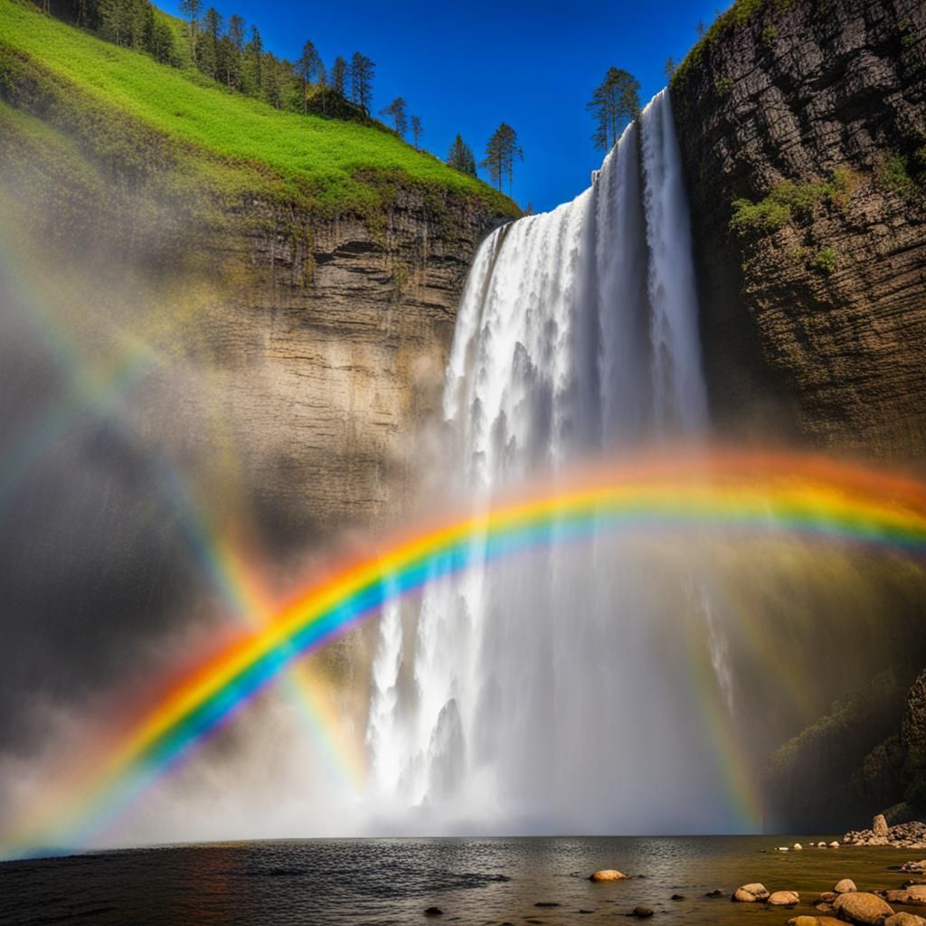 Rainbow Under Waterfall: A Natural Spectacle