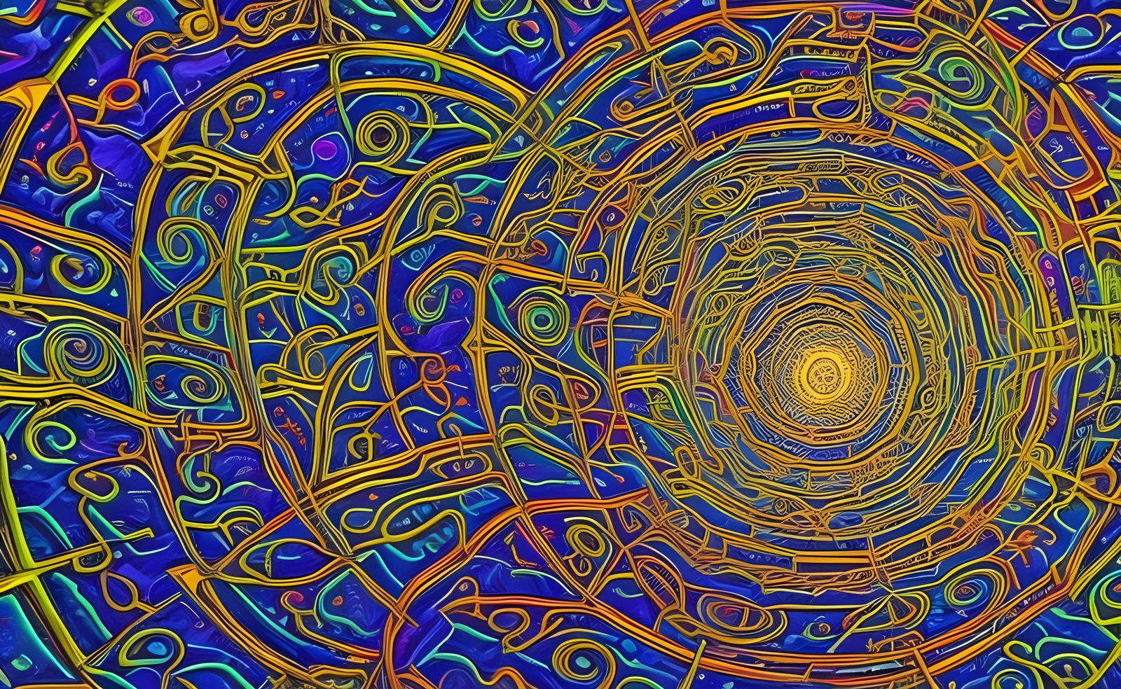 Mystical Multicolored Maze with Glowing Flora