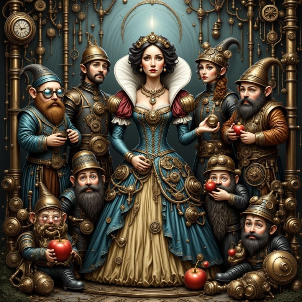 Steampunk Snow White and the Seven Mechanical Dwarfs