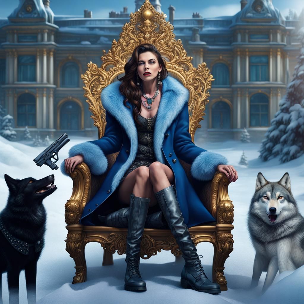 Female Gangster on Throne in Snowy Palace