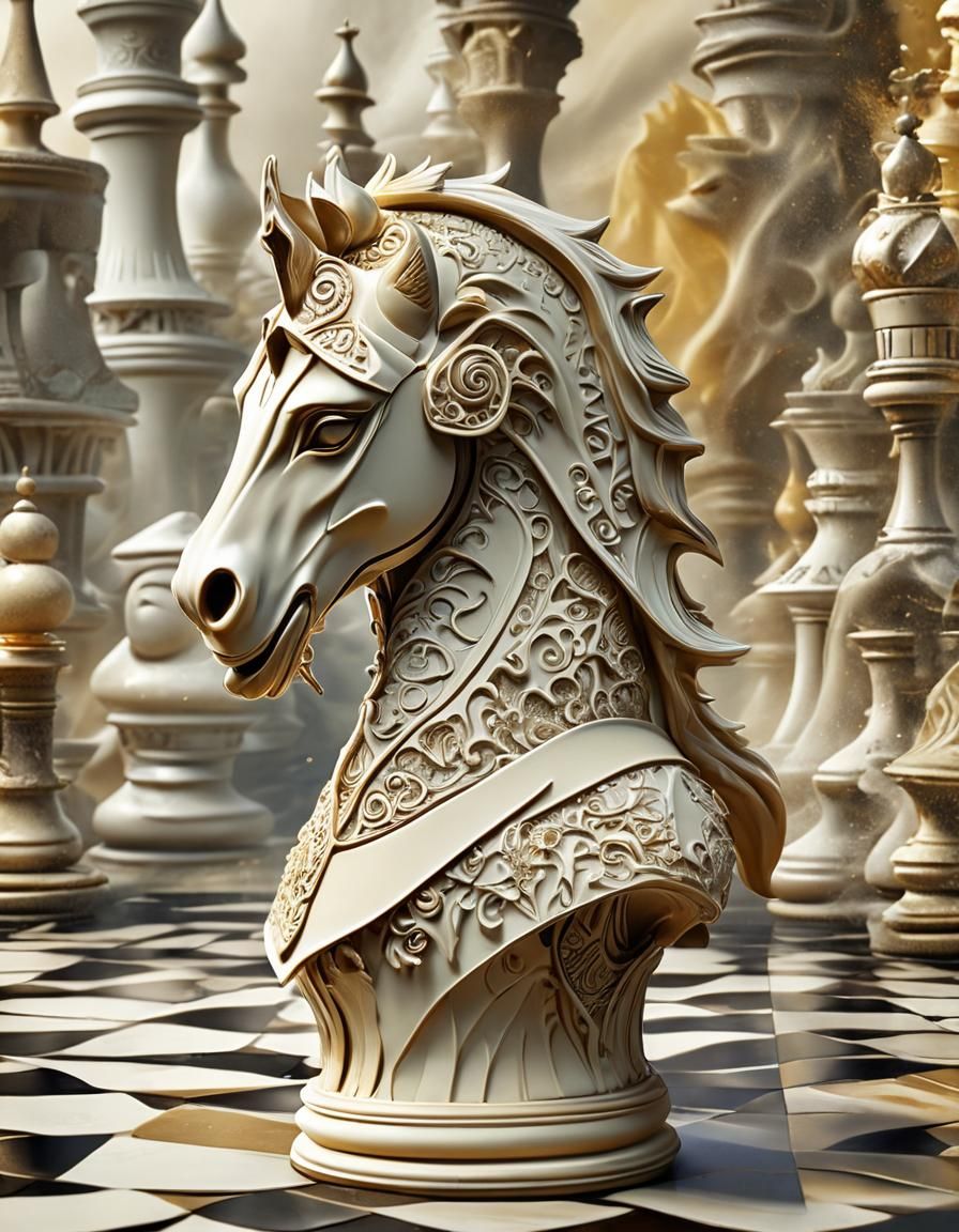 Elegant Knight Chess Piece in Surreal Style