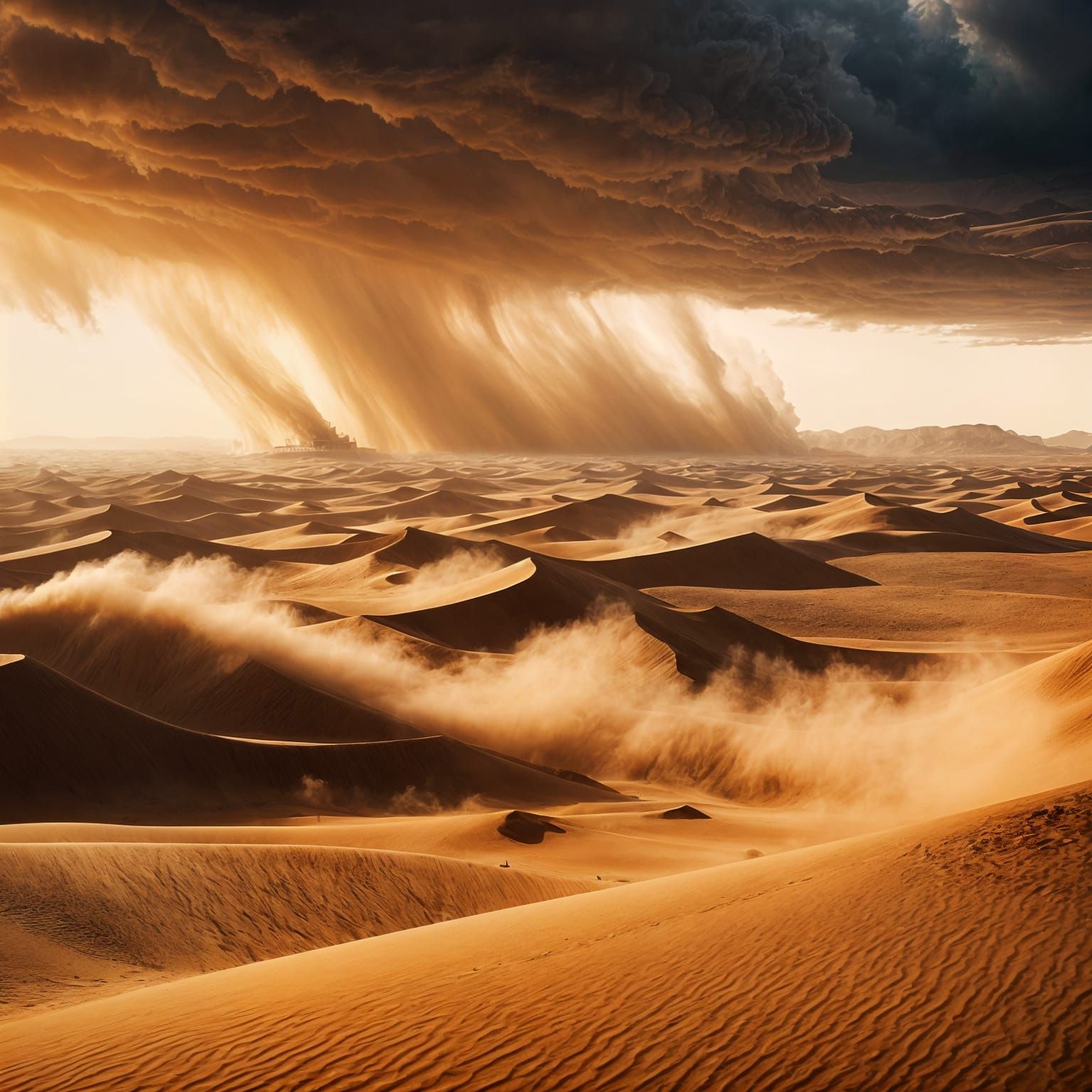 Epic Sandstorm Sweeping a Desert Landscape