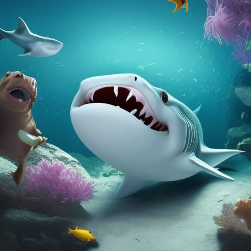 Baby Shark in Hyperrealistic Cinematic Style