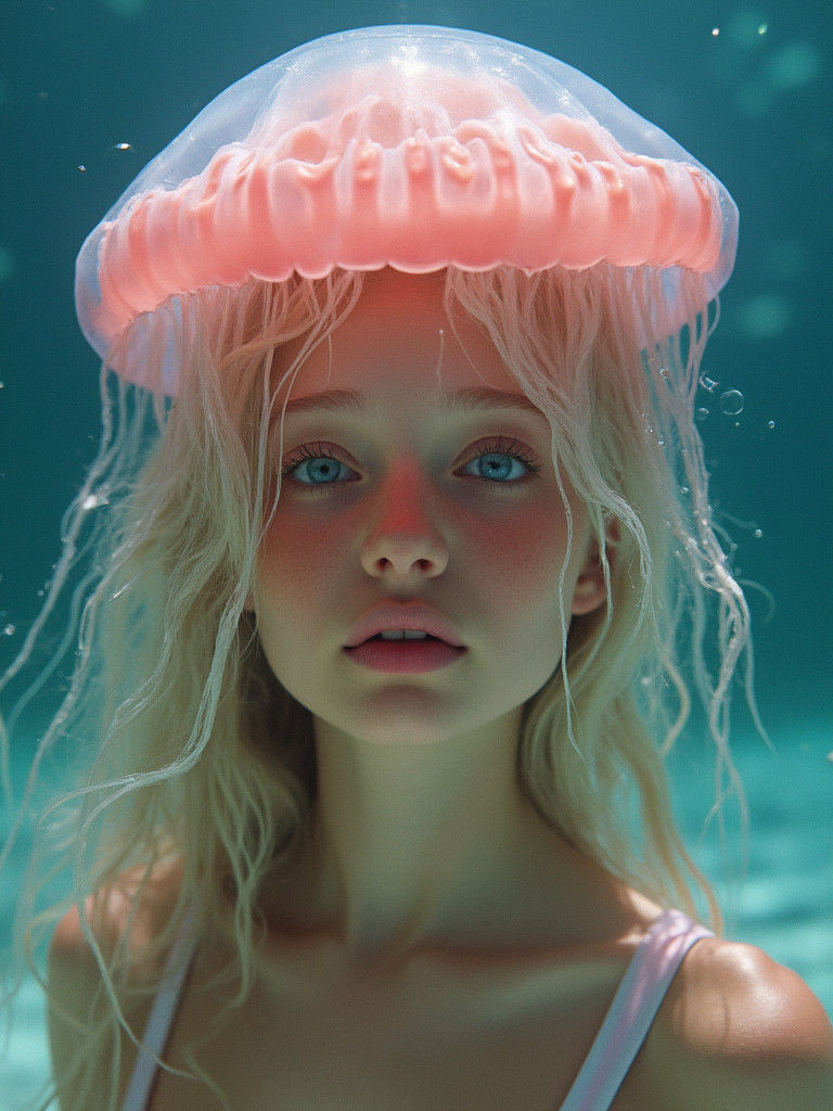 Underwater Portrait of Woman with Jellyfish Crown