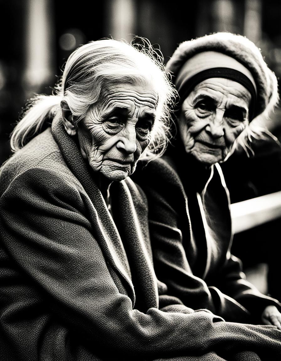 Touching Portrait of Generations on Park Bench
