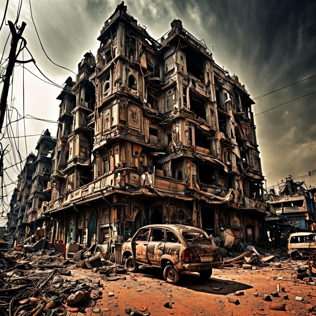 Post-Apocalyptic Hyderabad in Hyperrealistic Detail