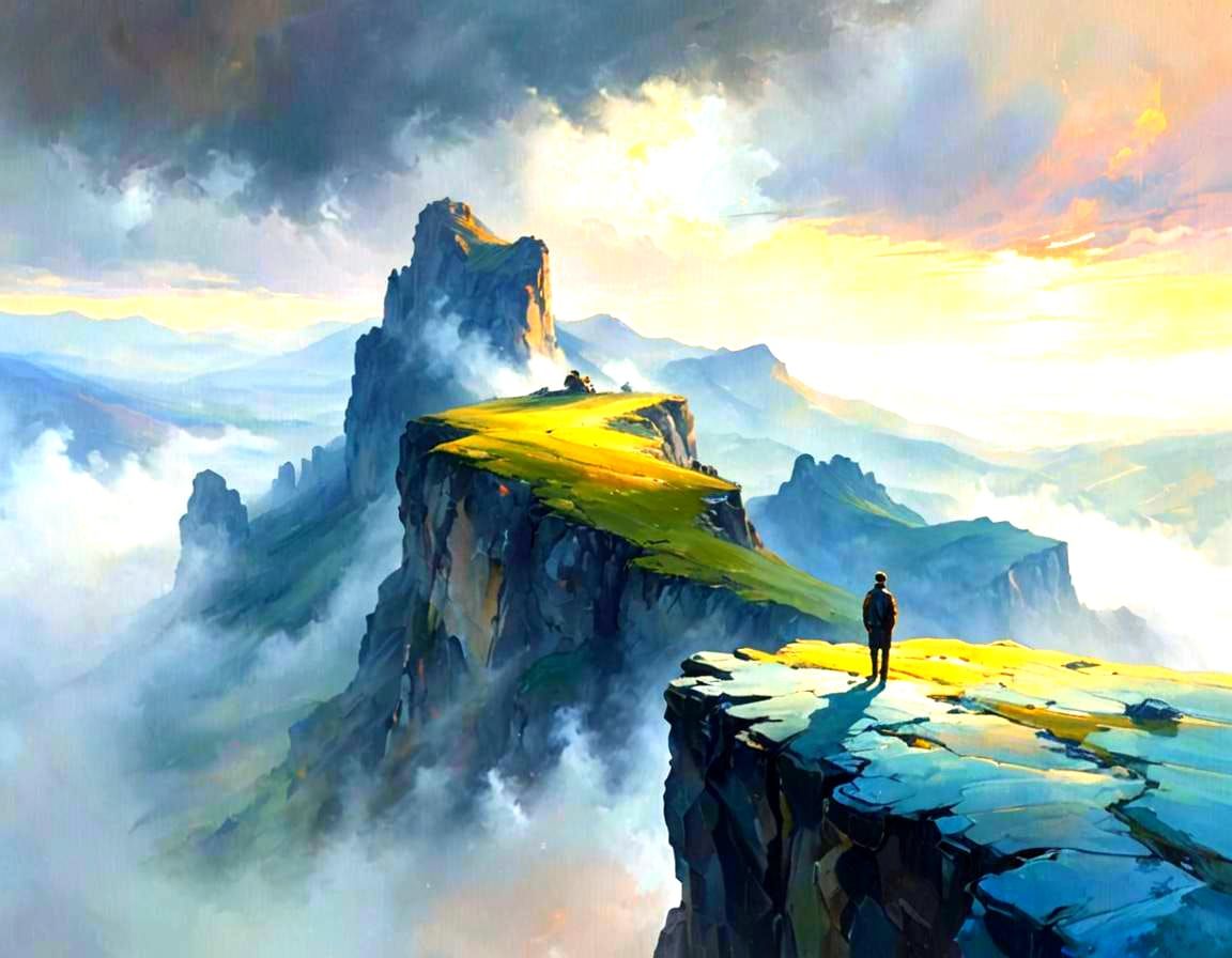 Surreal Landscape with Rain and Wind