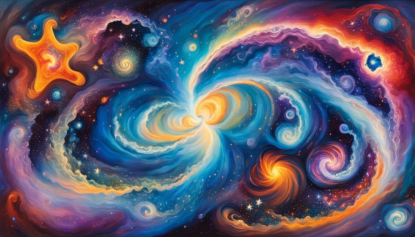 Surreal Protostar Cluster in Dreamlike Impasto Style