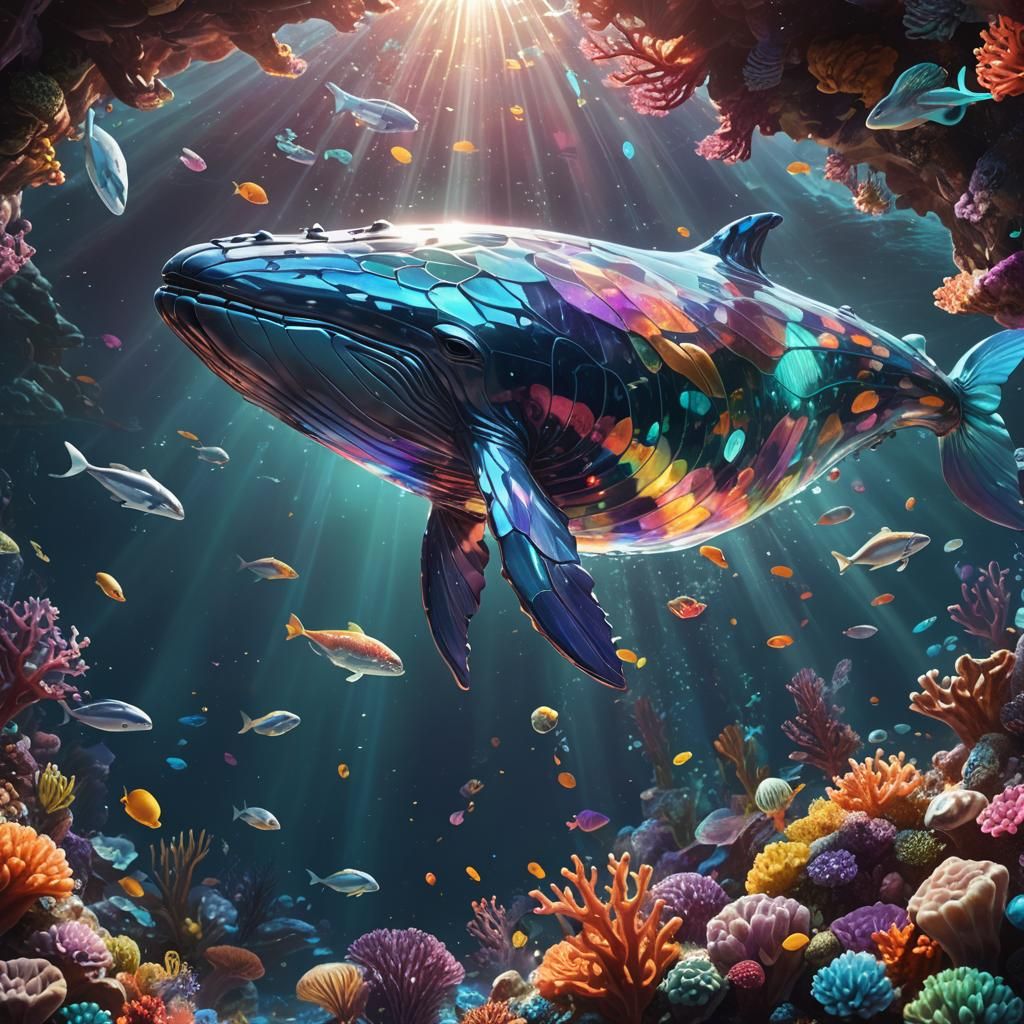 Ethereal Glass Whale Concept Art in 3D