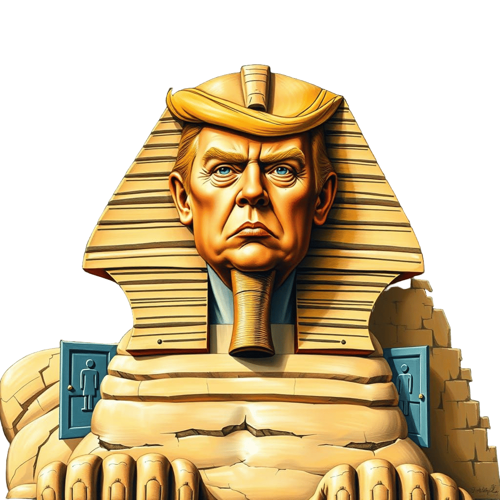 Surreal Caricature of the Sphinx with Donald Trump's Face in...
