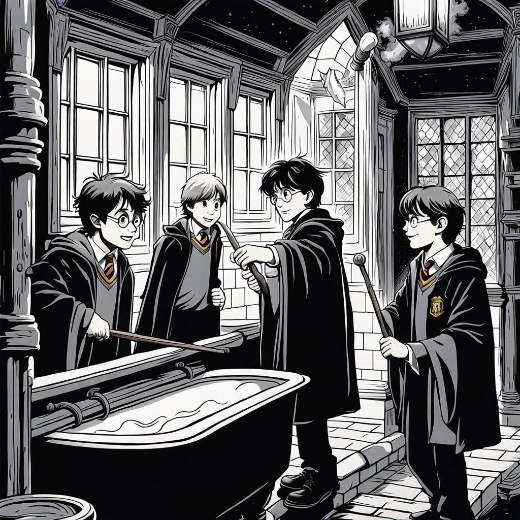 Harry Potter Manga: Trio Versus Bathroom Troll