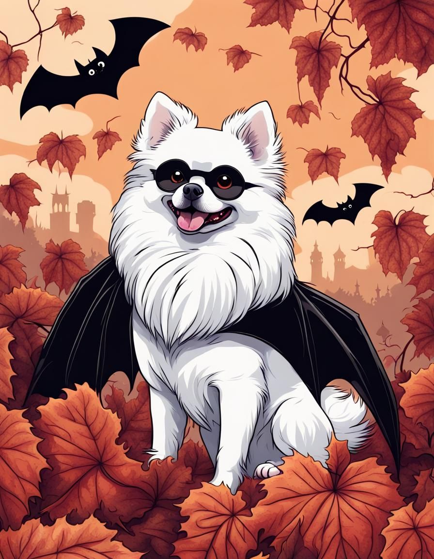 Pomeranian Bat Dog in Classic Comic Style