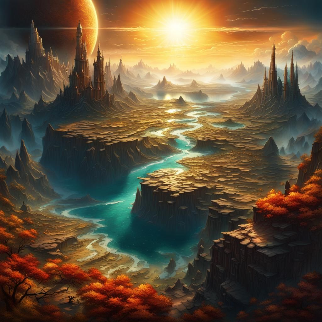 Earth and Sun Detailed Matte Painting, 8K