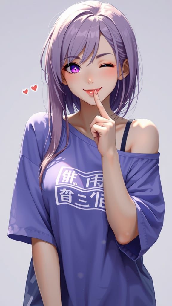 Anime Girl with Purple Hair in Studio Trigger Style