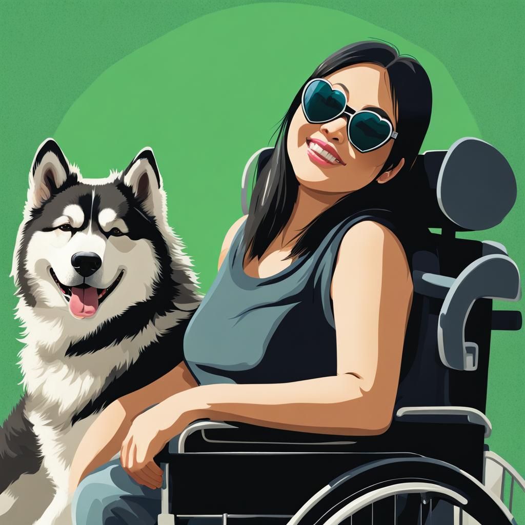 Woman with Dog in Cel Shaded Digital Painting