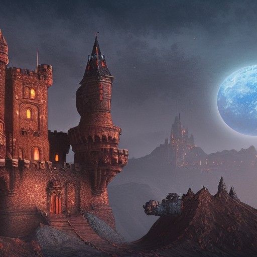 Fantastical Castle on the Moon Concept Art