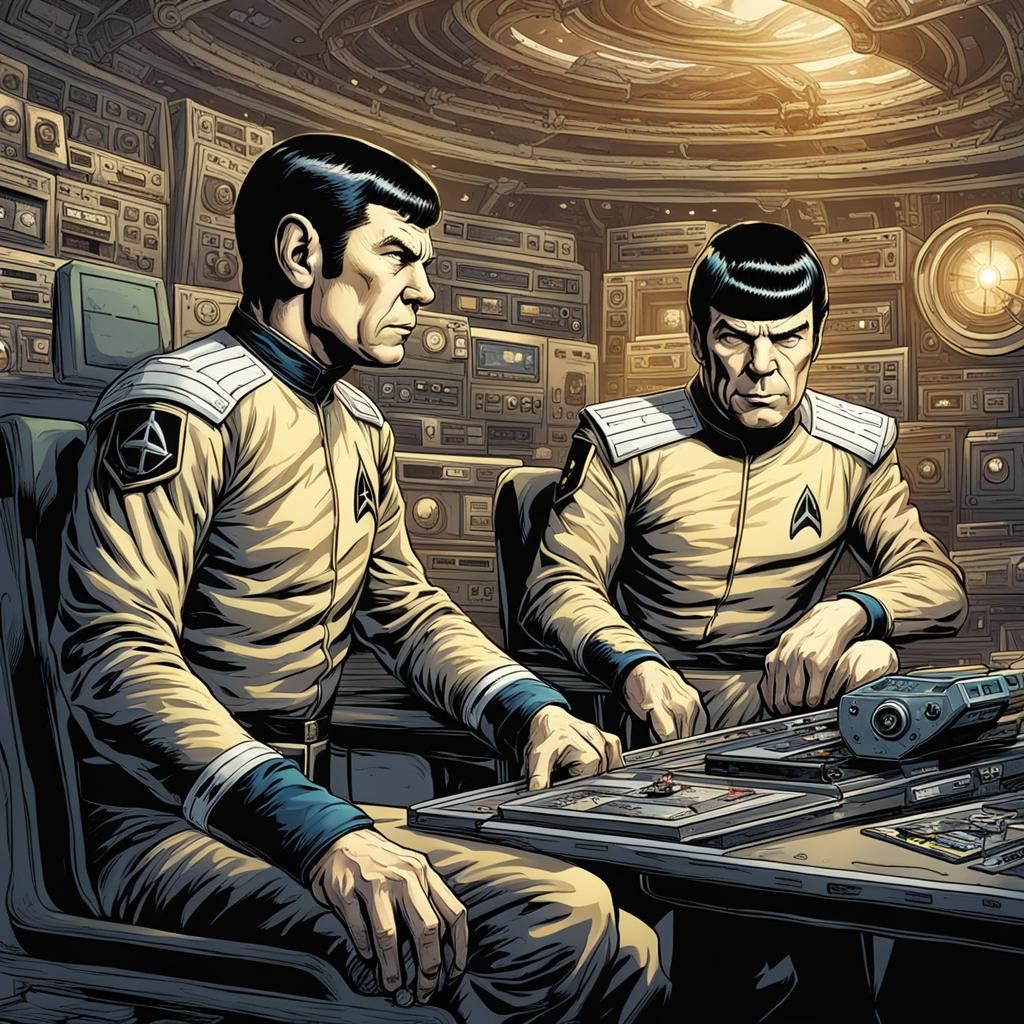 Captain Kirk and Spock in Comic Book Art
