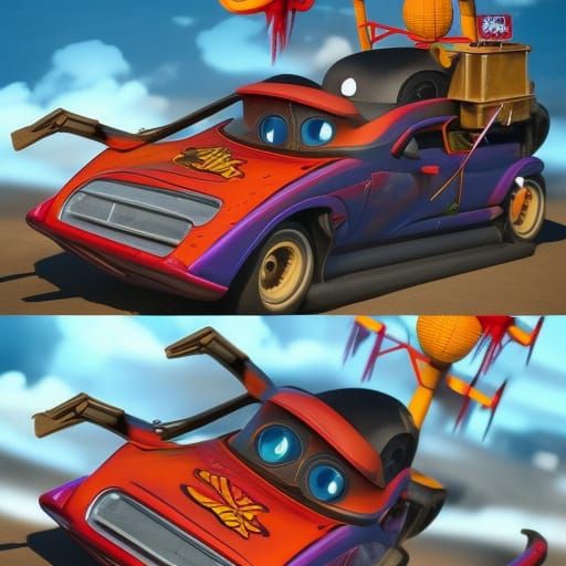 Cartoon Dogs Demolition Derby in Comic Book Style