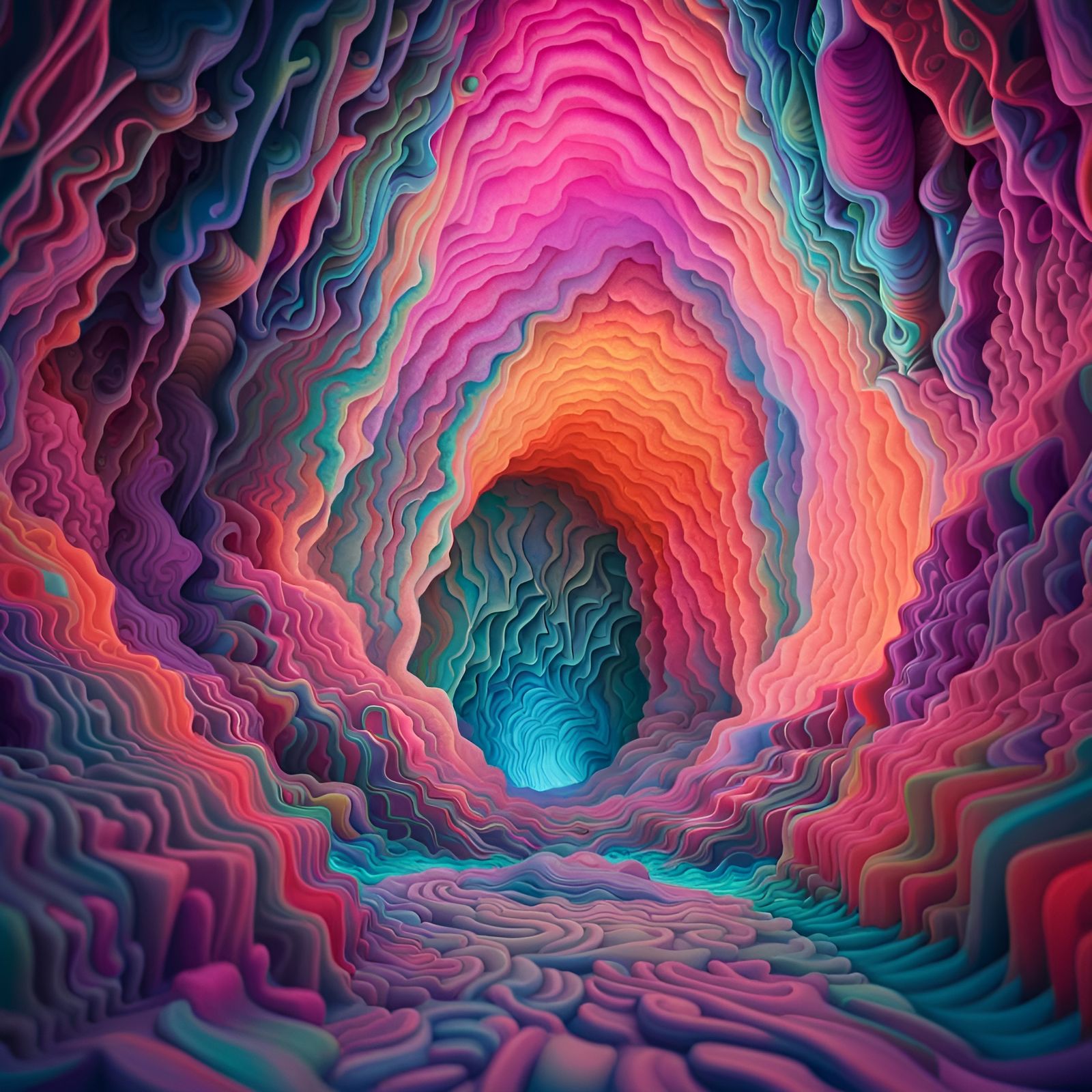 Psychedelic Fractal Cave Wall in Abstract Pop Art