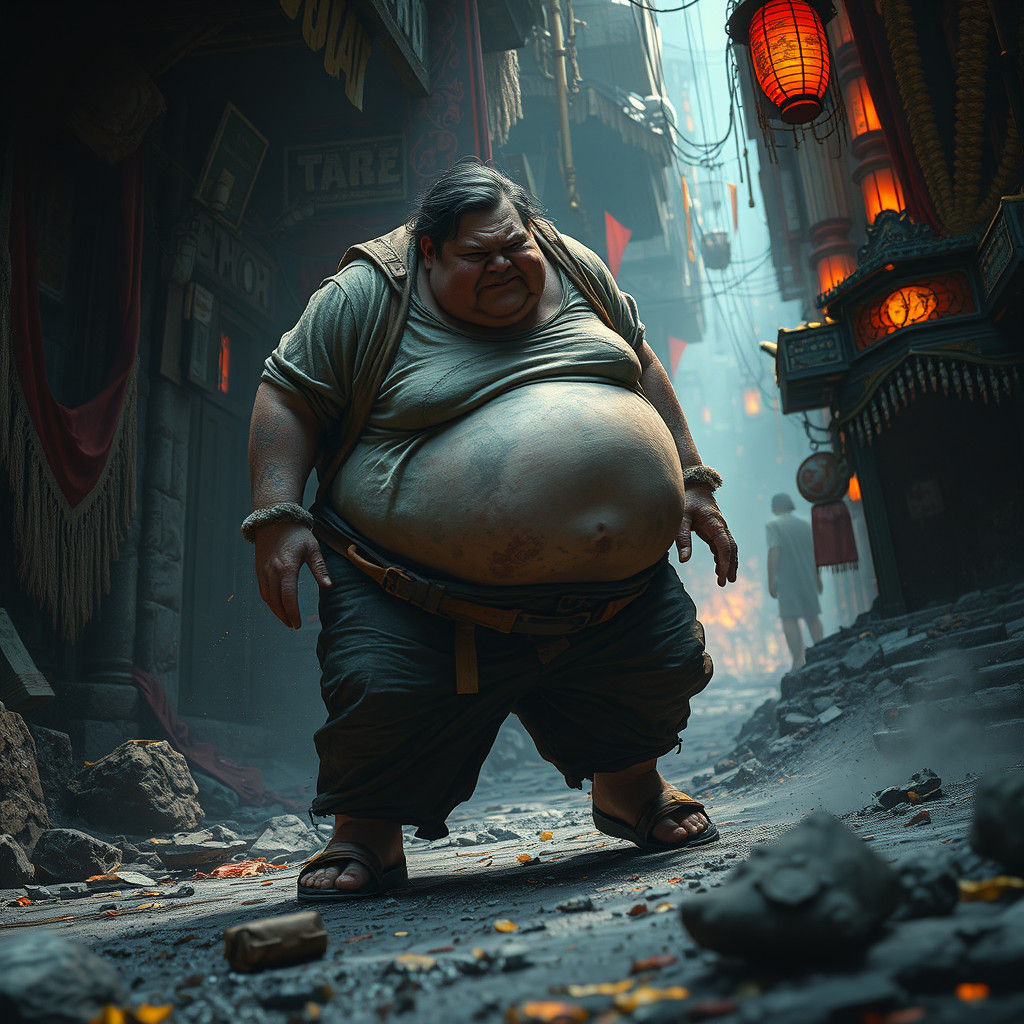 Obese Figure's Chaotic Fantasy World: Matte Painting
