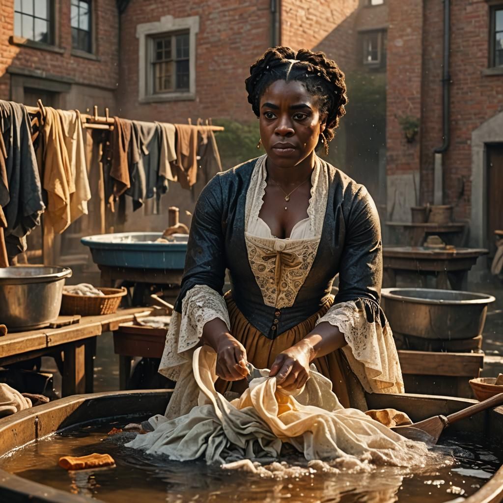 Renaissance Portrait of Woman Washing Clothes