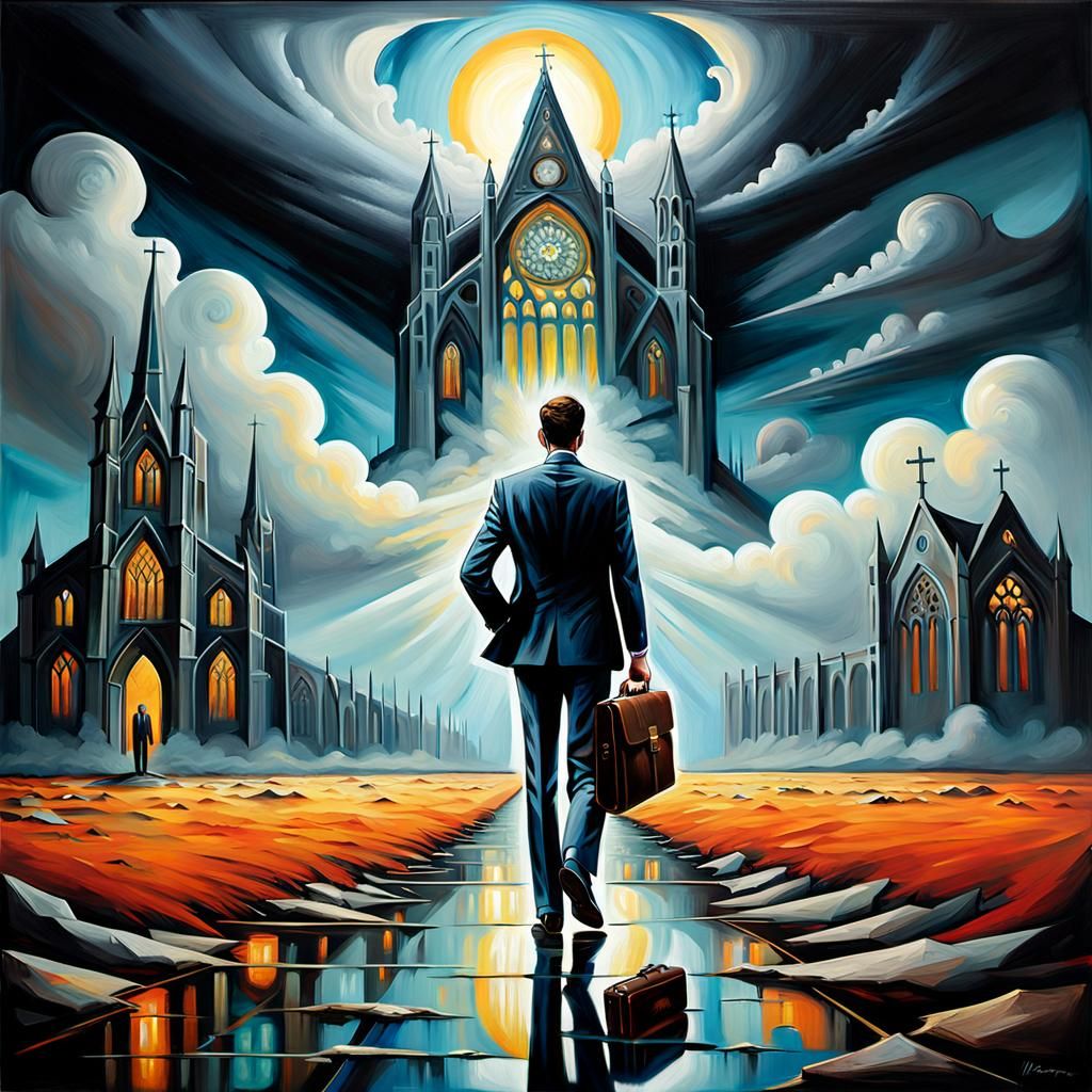Surreal Cathedral in Expressionist Oil Painting Style