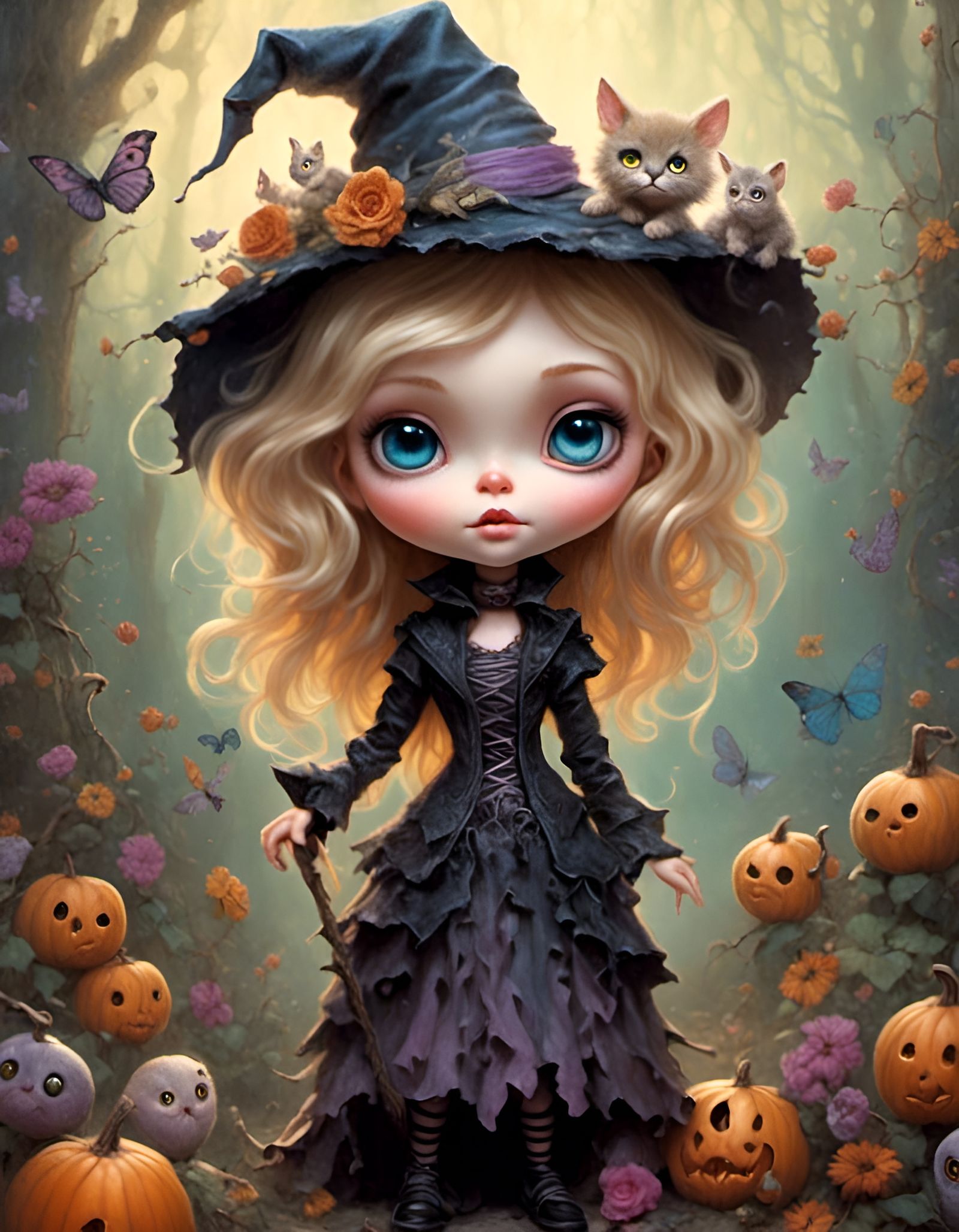 Cute Horror Witch Bobblehead in Jasmine Becket-Griffith Styl...