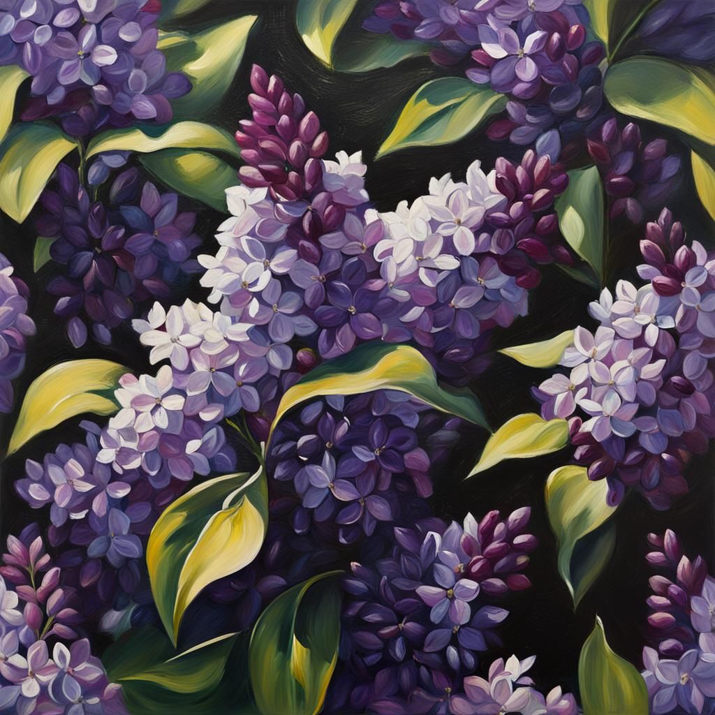 Hyperrealistic Lilacs in Impasto Painting Style