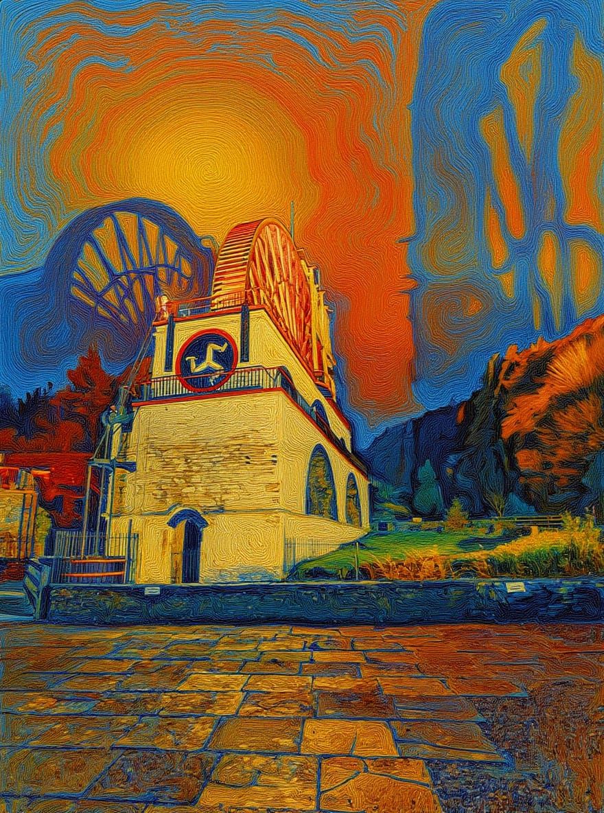Laxey Wheel in Post-Impressionist Style